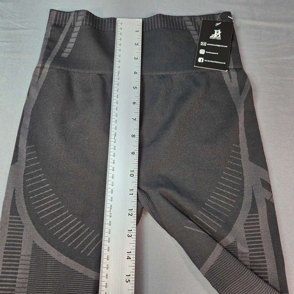 Angela Berry Womens Seamless High Waisted Contour Leggings Gray Black Size L NEW - Picture 5 of 8